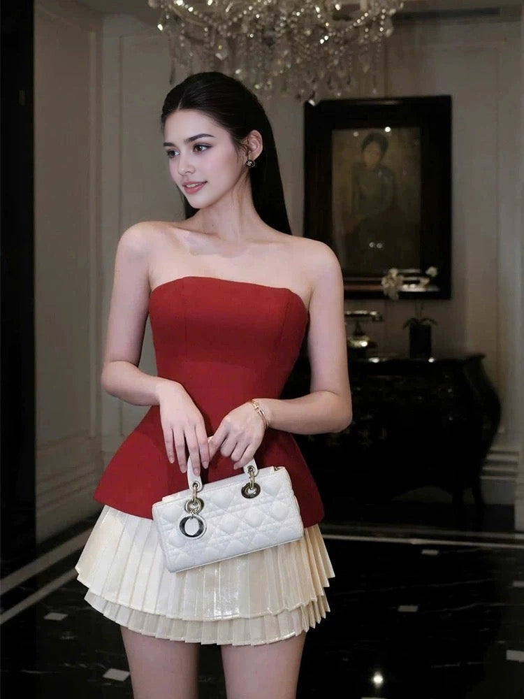 Aimishang Chic Strapless A Line Sleeveless Short Homecoming Dresses Summer Mini Graduation Party Dress
