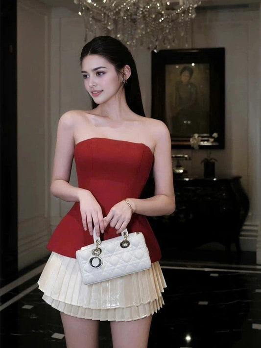 Aimishang Chic Strapless A Line Sleeveless Short Homecoming Dresses Summer Mini Graduation Party Dress