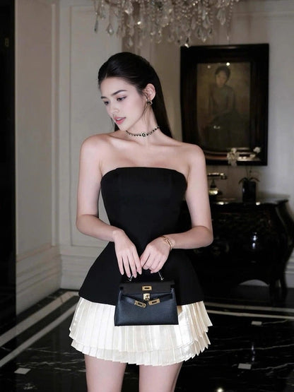 Aimishang Chic Strapless A Line Sleeveless Short Homecoming Dresses Summer Mini Graduation Party Dress