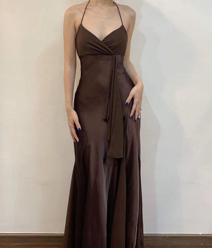 Aimishang Chic V-neck Spaghetti Straps Sleeveless Party Evening Gown Classy Long Formal Prom Dress