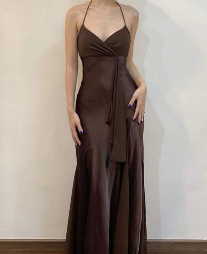Aimishang Chic V-neck Spaghetti Straps Sleeveless Party Evening Gown Classy Long Formal Prom Dress