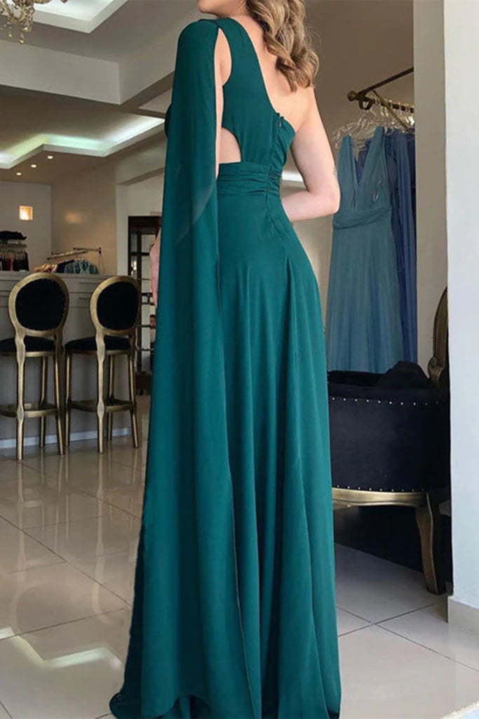 Wholesale Long Prom Dresses Classy One Shoulder Chiffon Sleeveless With Split