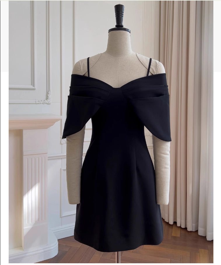 Aimishang Classy A Line Spaghetti Straps Black Short Homecoming Dress Summer Graduation Party Dress