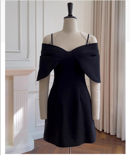 Aimishang Classy A Line Spaghetti Straps Black Short Homecoming Dress Summer Graduation Party Dress
