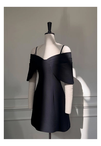 Aimishang Classy A Line Spaghetti Straps Black Short Homecoming Dress Summer Graduation Party Dress
