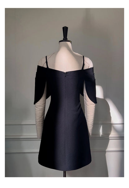 Aimishang Classy A Line Spaghetti Straps Black Short Homecoming Dress Summer Graduation Party Dress