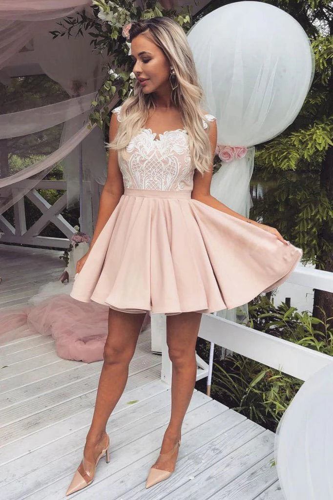 Wholesale Homecoming Dresses Cocktail Dresses Lace Satin Above Knee