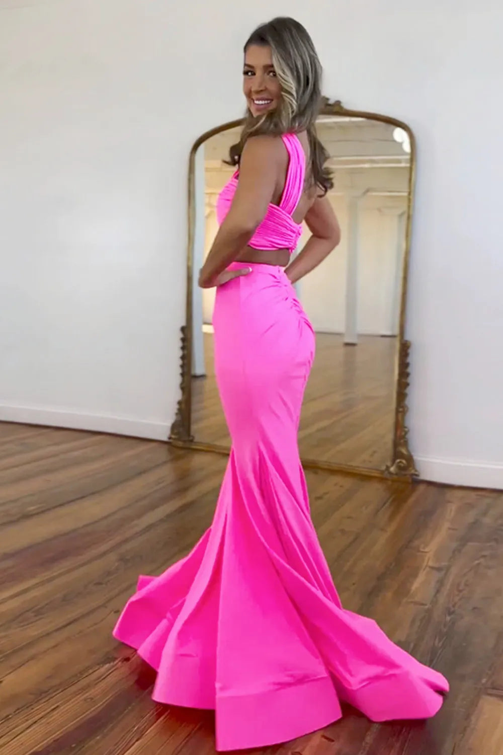 Wholesale Mermaid Prom Dress Satin One Shoulder Cutout Waist