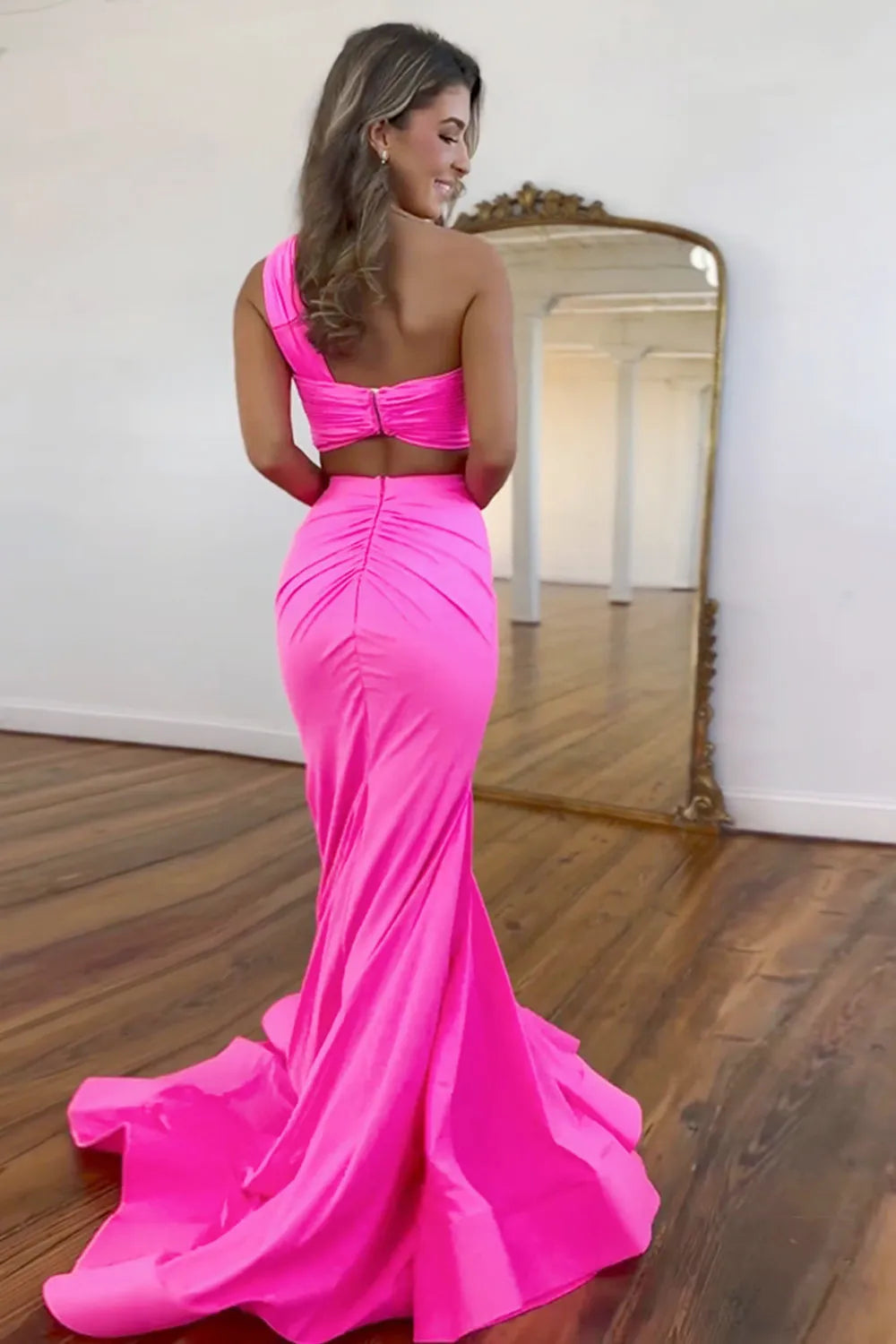 Wholesale Mermaid Prom Dress Satin One Shoulder Cutout Waist