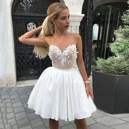 Wholesale Homecoming Dresses Spaghetti Straps Sweetheart Chiffon with Lace