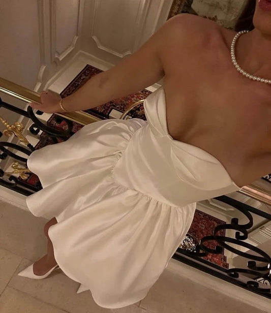 Aimishang Cute A Line Strapless Short Wedding Dress Lovely Birthday Party Dress Simple Homecoming Dress