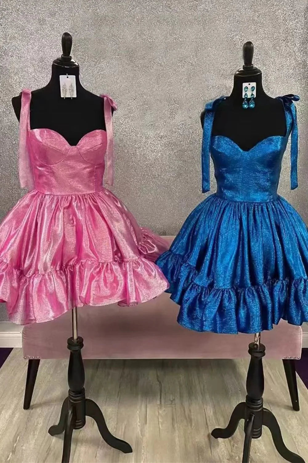 Wholesale A-Line Cute Homecoming Dress Barbie Style Tie Straps Short Organza