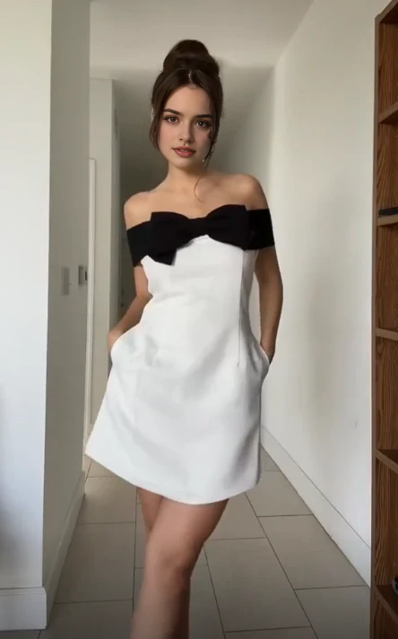Aimishang Cute Off The Shoulder Short Homecoming Dress With Bow Lovely Birthday Party Dress Simple Cocktail Dress