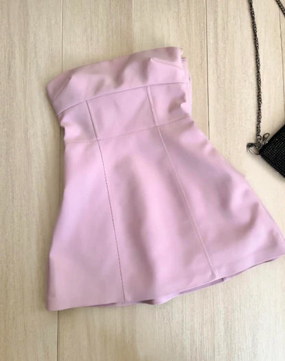 Aimishang Cute A-Line Strapless Sleeveless Short Birthday Party Dress Sweet Mini Homecoming Dress With Bow