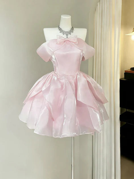 Aimishang Cute A Line Off Shoulder Short Birthday Party Dress Lovely Homecoming Dress With Bow