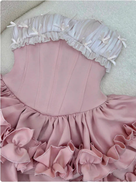 Aimishang Cute A Line Princess Sweetheart Strapless Sleeveless Ruffle Short Prom Dress Lovely Homecoming Dress Pretty Birthday Party Dress