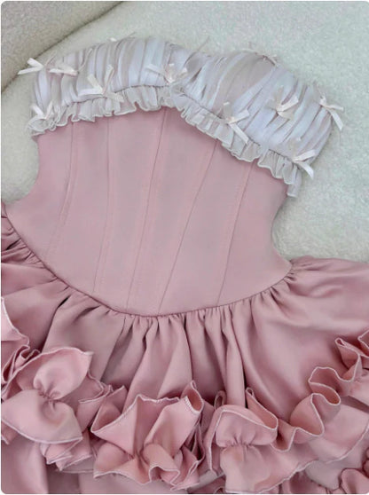 Aimishang Cute A Line Princess Sweetheart Strapless Sleeveless Ruffle Short Prom Dress Lovely Homecoming Dress Pretty Birthday Party Dress