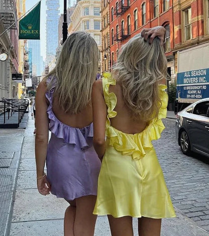 Aimishang Cute A Line Ruffles Open Back Homecoming Dress Sweetheart Graduation Dress Lovely Birthday Party Dress