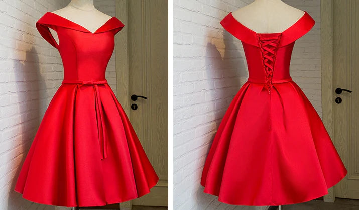 Aimishang Cute A Line Satin Short Party Prom Dress Simple Homecoming Dress Lovely Birthday Dress