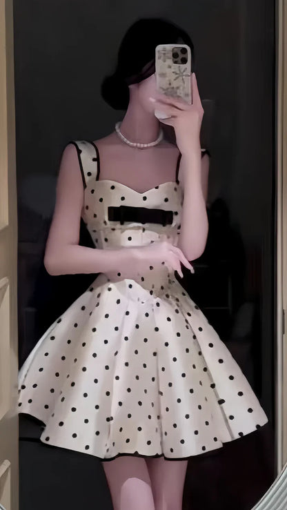 Aimishang Cute A Line Sleeveless Dots Short Summer Birthday Party Dress Lovely Graduation Homecoming Dress
