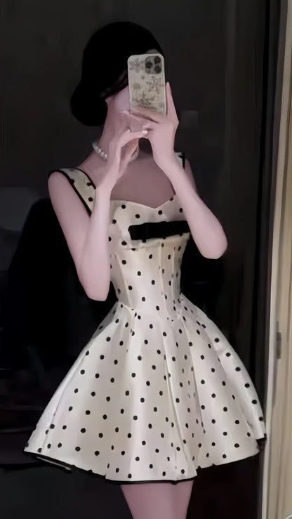 Aimishang Cute A Line Sleeveless Dots Short Summer Birthday Party Dress Lovely Graduation Homecoming Dress