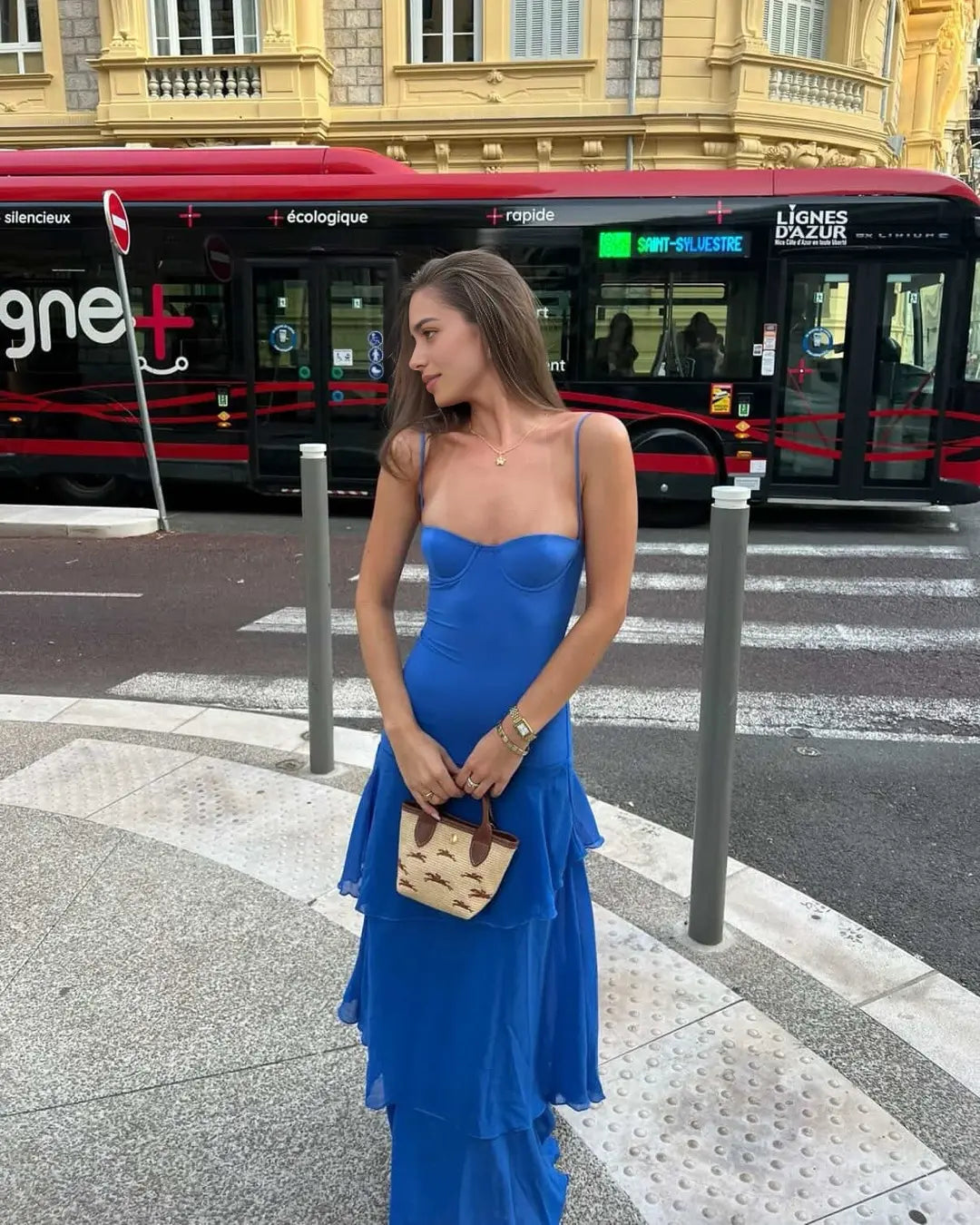 Aimishang Cute A Line Spaghetti Straps Sleeveless Graduation Party Dress Elegant Long Formal Prom Dress With Ruffles