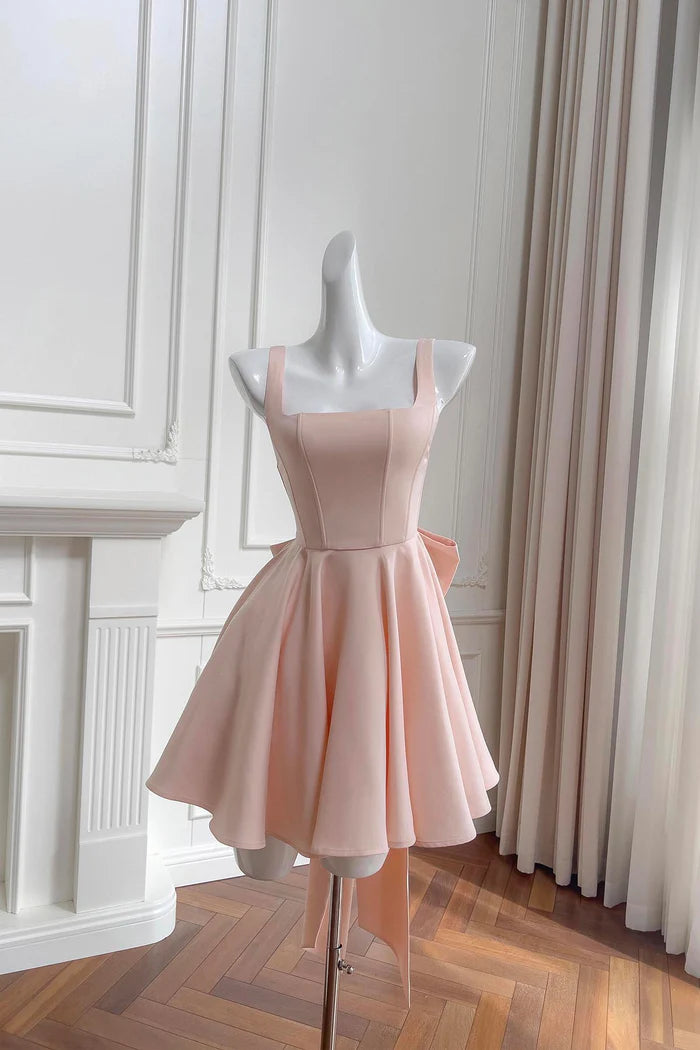 Aimishang Cute A Line Square Neck Short Birthday Party Dress Lovely Sleeveless Homecoming Dress with Bow