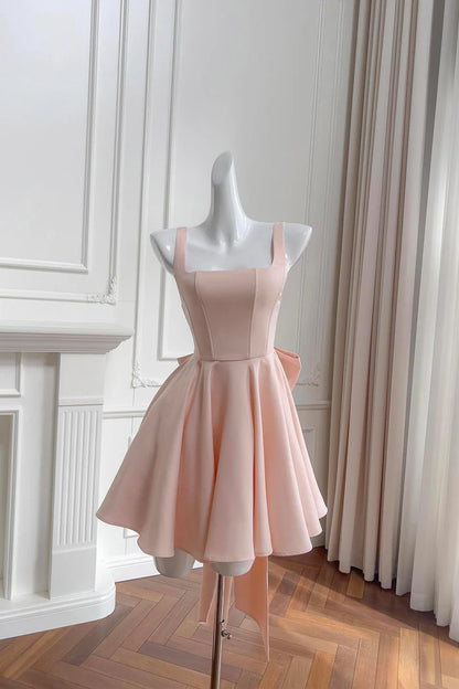 Aimishang Cute A Line Square Neck Short Birthday Party Dress Lovely Sleeveless Homecoming Dress with Bow