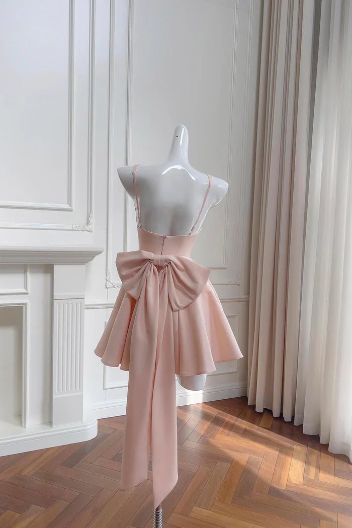Aimishang Cute A Line Square Neck Short Birthday Party Dress Lovely Sleeveless Homecoming Dress with Bow