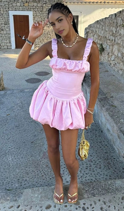 Aimishang Cute A Line Square Neck Sleeveless Summer Short Graduation Party Dress Sweet Homecoming Dress