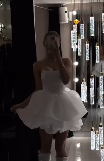 Aimishang Cute A Line Strapless Layered Short Summer Birthday Party Dress Classy Graduation Homecoming Dress