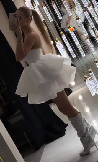Aimishang Cute A Line Strapless Layered Short Summer Birthday Party Dress Classy Graduation Homecoming Dress