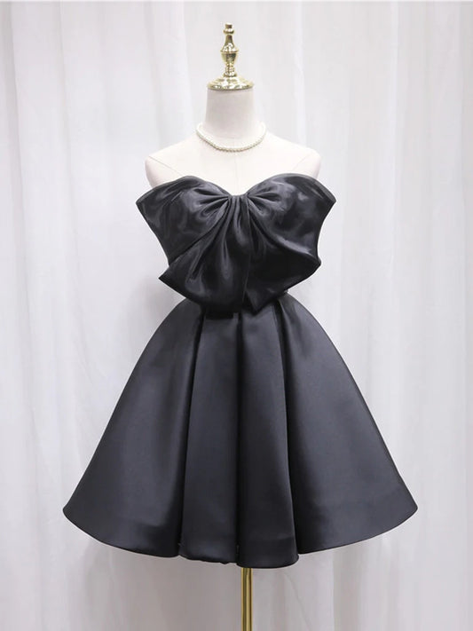 Aimishang Cute A Line Strapless Sleeveless Black Short Formal Prom Dress Lovely Homecoming Dress