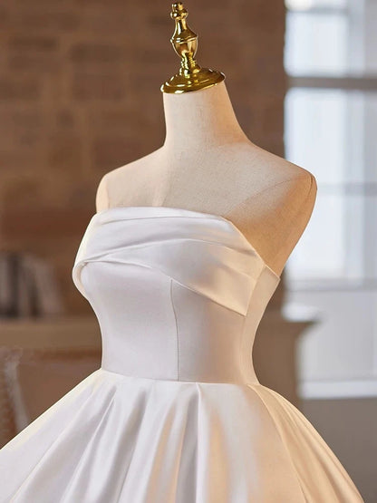 Aimishang Cute A Line Strapless Sleeveless Satin Short Prom Dres Simple Homecoming Dress