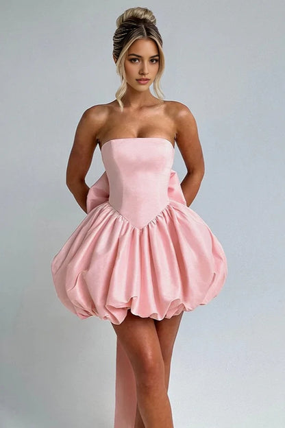 Aimishang Cute A Line Strapless Sleeveless Short Homecoming Dress Summer Lovely Birthday Party Dress With Big Bow