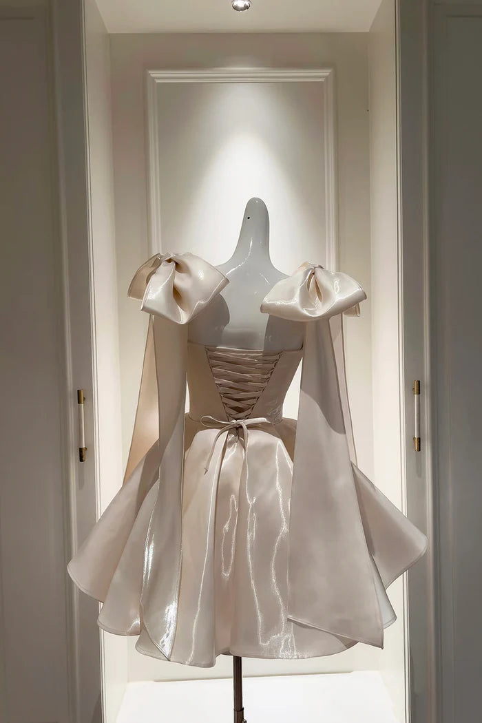 Aimishang Cute A Line Straps Sleeveless Short Party Prom Dress Lovely Homecoming Dress with Bow