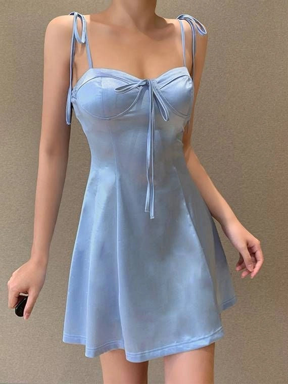 Aimishang Cute A Line Straps Sweetheart Neck Blue Short Birthday Party Dress Sleeveless Summer Homecoming Dress