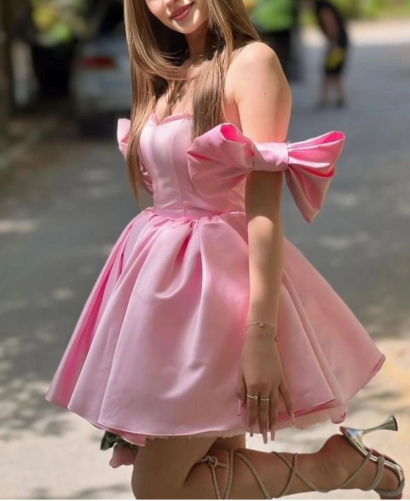 Aimishang Cute A Line Sweetheart Neck Short Homecoming Dress Summer Graduation Party Dress With Bow