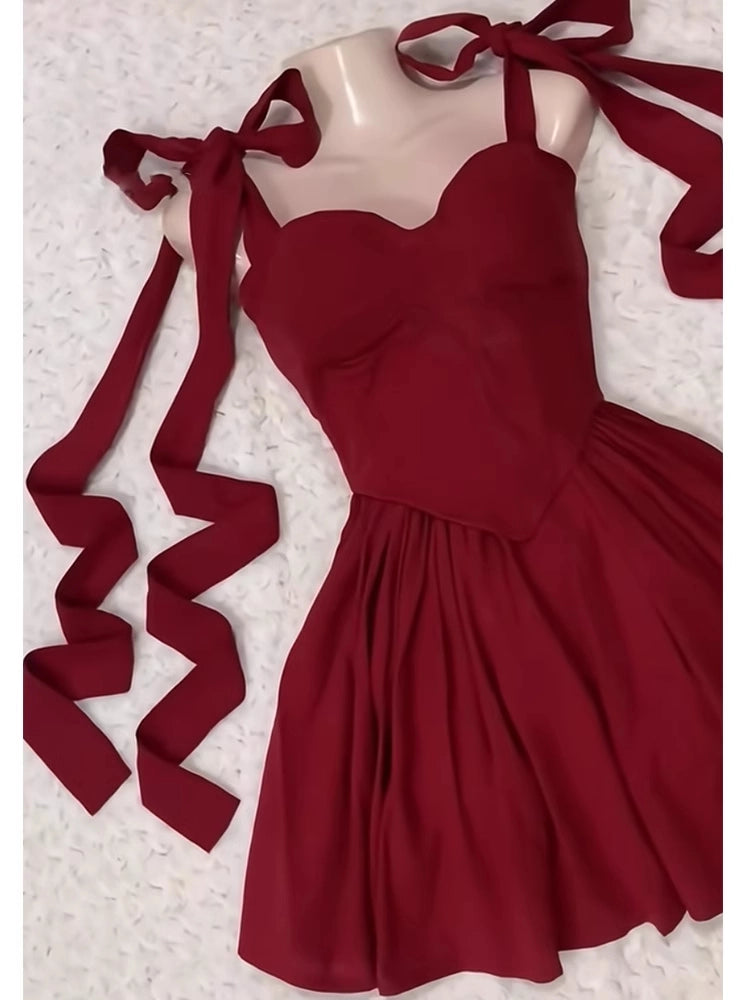 Aimishang Cute A Line Sweetheart Neck Straps Sleeveless Short Homecoming Dress Summer Graduation Party Dress