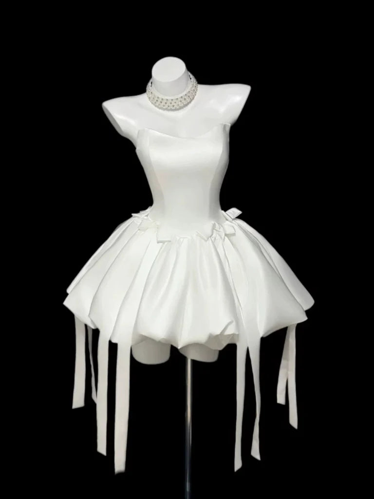 Aimishang Cute Black A Line Strapless Sleeveless Short Homecoming Dress Lovely Formal Party Dress With Bow