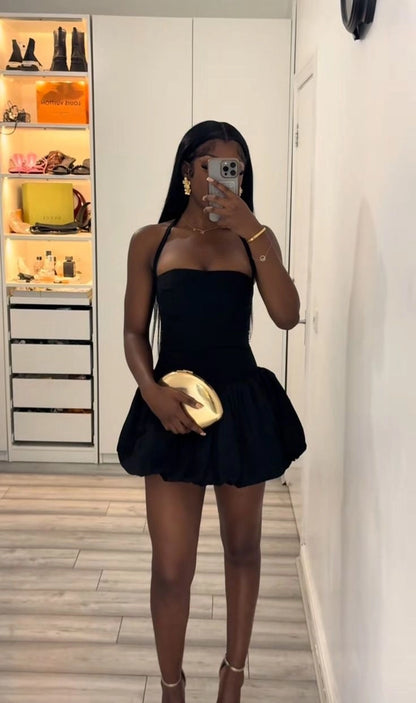 Aimishang Cute Black Halter Neck A-Line Sleeveless Short Summer Birthday Party Dress Lovely Homecoming Dress