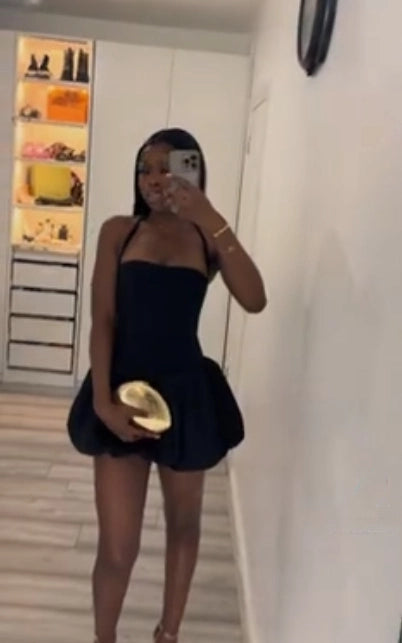 Aimishang Cute Black Halter Neck A-Line Sleeveless Short Summer Birthday Party Dress Lovely Homecoming Dress