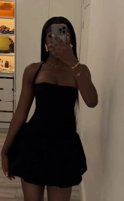 Aimishang Cute Black Halter Neck A-Line Sleeveless Short Summer Birthday Party Dress Lovely Homecoming Dress