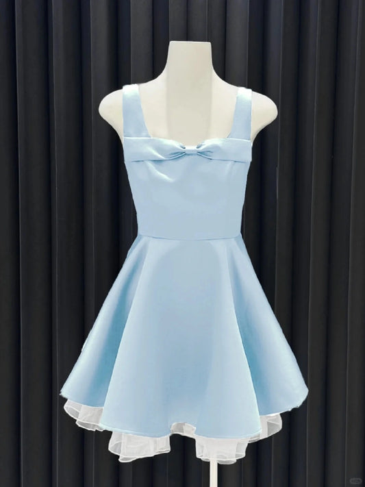 Aimishang Cute Blue A Line Straps Sleeveless Summer Short Graduation Party Dress Lovely Homecoming Dress