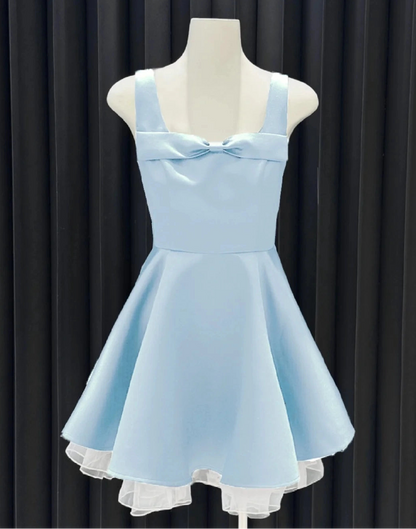 Aimishang Cute Blue A Line Straps Sleeveless Summer Short Graduation Party Dress Lovely Homecoming Dress