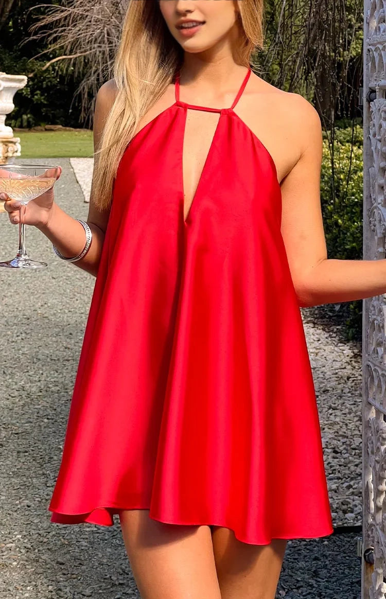 Aimishang Cute Halter A Line Sleeveless Short Homecoming Dress Lovely Mini Summer Party Dress