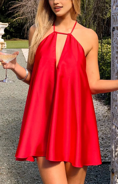Aimishang Cute Halter A Line Sleeveless Short Homecoming Dress Lovely Mini Summer Party Dress