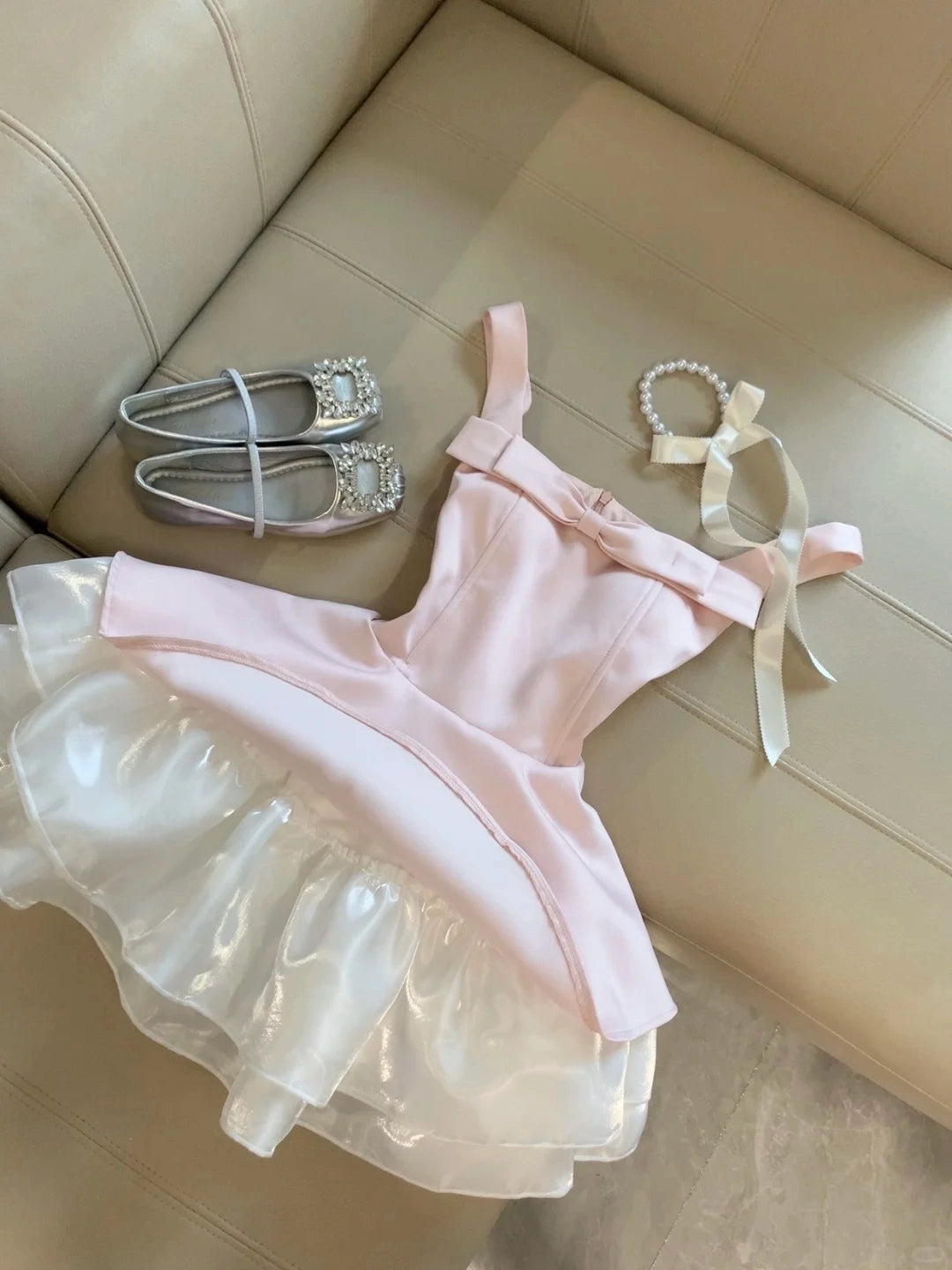 Aimishang Cute Pink A Line Straps Sleeveless Short Homecoming Dress Summer Mini Birthday Party Dress With Bow