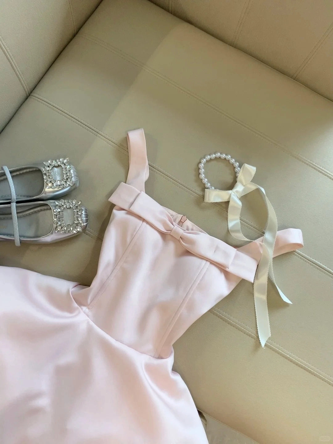 Aimishang Cute Pink A Line Straps Sleeveless Short Homecoming Dress Summer Mini Birthday Party Dress With Bow
