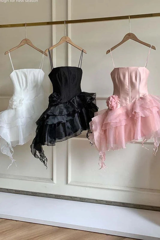 Aimishang Cute Ruffles Mini Birthday Dress Homecoming Dress Party Dress With Flower Graduation Dress